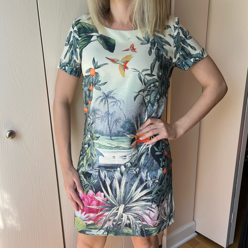 SOLD. Floral Rainforest Parrot Dress